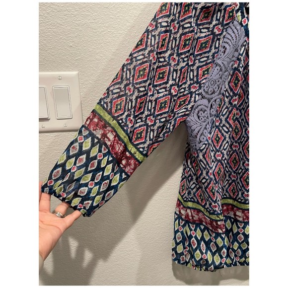 FIGUEROA AND FLOWER Boho Multicolor Sheer Blouse - Picture 3 of 5